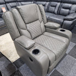 Load image into Gallery viewer, MNS Orlando Electric Recliners 3+2 Seater Leather Sofa (Black, Grey) /LED LIGHTS/WIRELESS CHARGER
