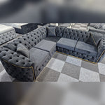 Load image into Gallery viewer, Toronto Chesterfield Corner Sofa Black &amp; Gold -MNS (MY NEW SOFA) LTD
