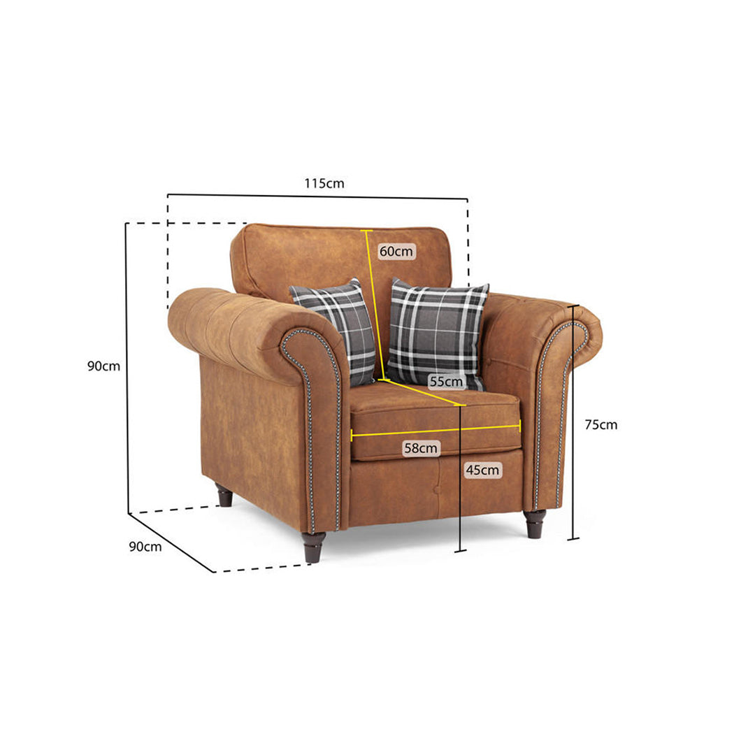 Oakland Leather Armchair , Tan And Black