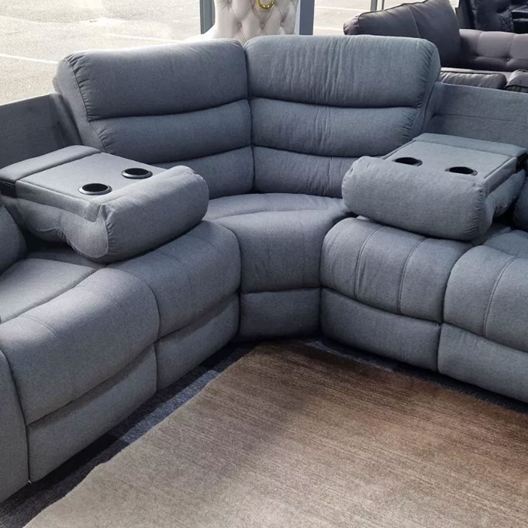 MNS Roma Fabric Recliner Corner Sofa Grey MNS (MY NEW SOFA) LTD