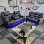 Load image into Gallery viewer, Roma Leather Electric Recliner Sofa with Cupholders - 3+2 Seater Sofa - Black , Grey(3+2 Seater)
