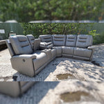 Load image into Gallery viewer, MNS Halifax Leather Electric Recliner Corner Sofa(Black,Grey,Beige)-USB Ports/LED LIGHTS/CUP HOLDERS
