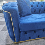 Load image into Gallery viewer, Toronto chesterfield sofa 3+2 blue &amp; gold 
