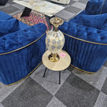 Load image into Gallery viewer, Toronto chesterfield sofa 3+2 blue &amp; gold 
