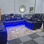 Load image into Gallery viewer, MNS Orlando Electric Recliners 3+2 Seater Leather Sofa (Black, Grey) /LED LIGHTS/WIRELESS CHARGER
