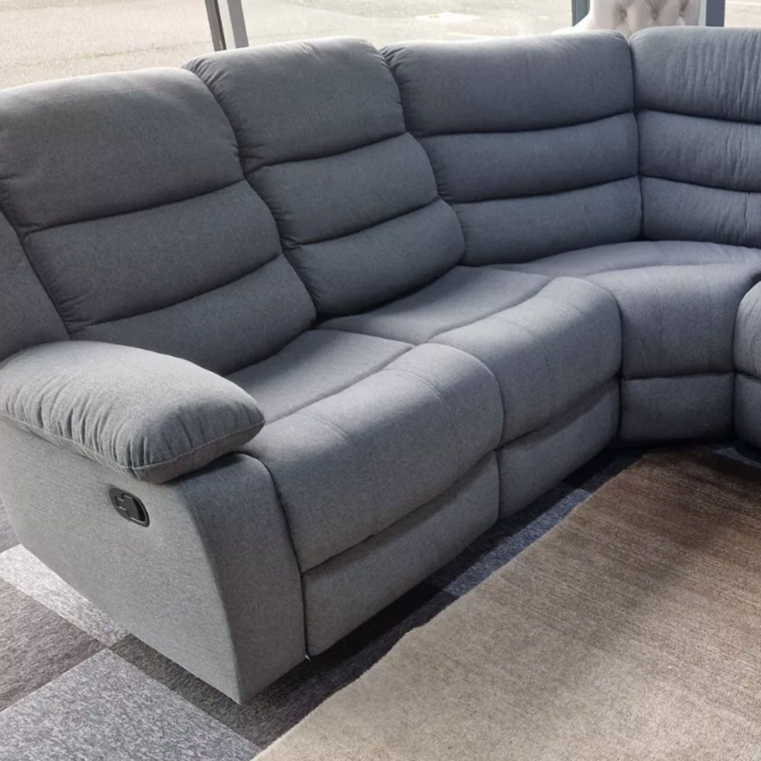 MNS Roma Fabric Recliner Corner Sofa Grey