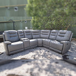 Load image into Gallery viewer, MNS Halifax Leather Electric Recliner Corner Sofa(Black,Grey,Beige)-USB Ports/LED LIGHTS/CUP HOLDERS
