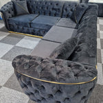 Load image into Gallery viewer, Toronto Chesterfield Corner Sofa Black &amp; Gold
