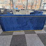 Load image into Gallery viewer, Toronto chesterfield sofa 3+2 blue &amp; gold 
