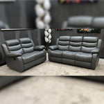 Load image into Gallery viewer, MNS - Leather Recliner Sofa with Cupholders - 3+2 Seater Sofa - Geay (3+2 Seater) MNS (MY NEW SOFA) LTD

