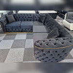 Load image into Gallery viewer, Toronto Chesterfield Corner Sofa Black &amp; Gold 
