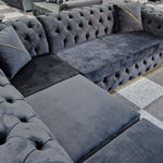 Load image into Gallery viewer, Toronto Chesterfield Corner Sofa Black &amp; Gold 
