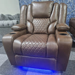 Load image into Gallery viewer, Orlando Electric Recliners Leather Arm Chair (Black, Grey,Brown) /LED LIGHTS/USB PORTS

