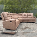 Load image into Gallery viewer, MNS Halifax Leather Electric Recliner Corner Sofa(Black,Beige)-USB Ports/LED LIGHTS/CUP HOLDERS
