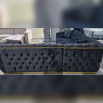 Load image into Gallery viewer, Toronto Chesterfield Corner Sofa Black &amp; Gold 

