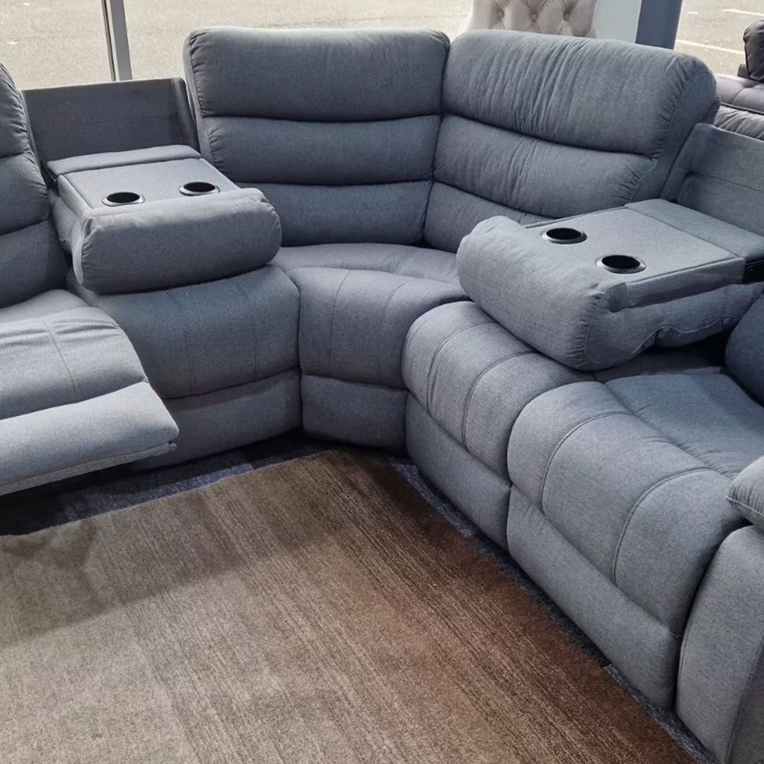 MNS Roma Fabric Recliner Corner Sofa Grey