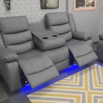 Load image into Gallery viewer, Roma Leather Electric Recliner Sofa with Cupholders - 3+2 Seater Sofa - Black , Grey(3+2 Seater)
