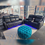 Load image into Gallery viewer, MNS Florida Music Electric Recliners 3+2 Seater Leather Sofa (Black, Grey) Blutooth Speakers/LED LIGHTS/USB CHARGER
