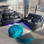Load image into Gallery viewer, MNS Florida Music Electric Recliners 3+2 Seater Leather Sofa (Black, Grey) Blutooth Speakers/LED LIGHTS/USB CHARGER

