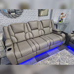 Load image into Gallery viewer, MNS Orlando Electric Recliners 3+2 Seater Leather Sofa (Black, Grey) /LED LIGHTS/WIRELESS CHARGER
