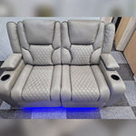 Load image into Gallery viewer, MNS Orlando Electric Recliners 3+2 Seater Leather Sofa (Black, Grey) /LED LIGHTS/WIRELESS CHARGER
