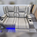 Load image into Gallery viewer, MNS Orlando Electric Recliners 3+2 Seater Leather Sofa (Black, Grey) /LED LIGHTS/WIRELESS CHARGER
