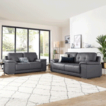 Load image into Gallery viewer, Kansas Leather Sofa Grey 3+2 Seater
