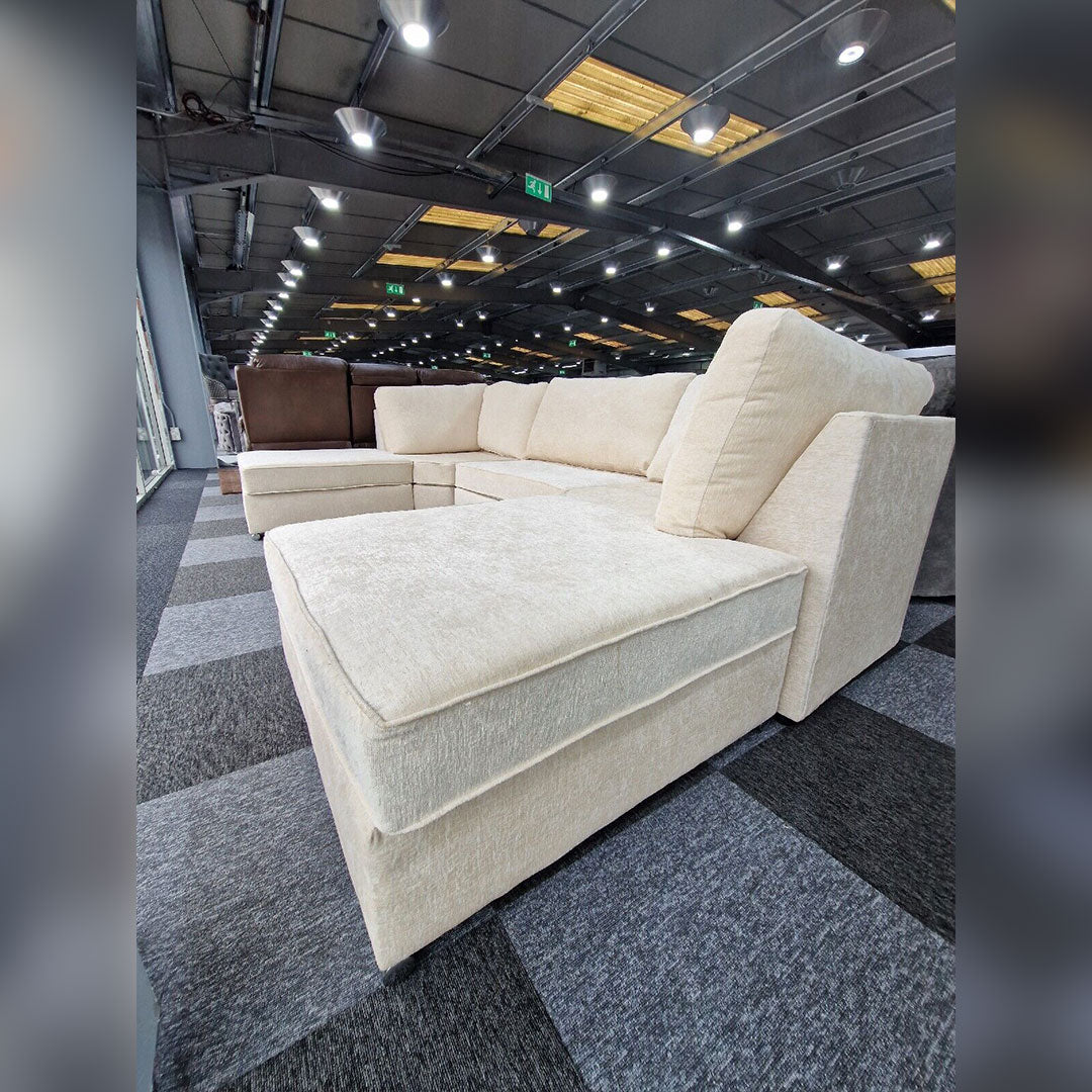 Bishop U Shape Sofa High Back In Black And Cream Colour - MNS (MY NEW SOFA) LTD