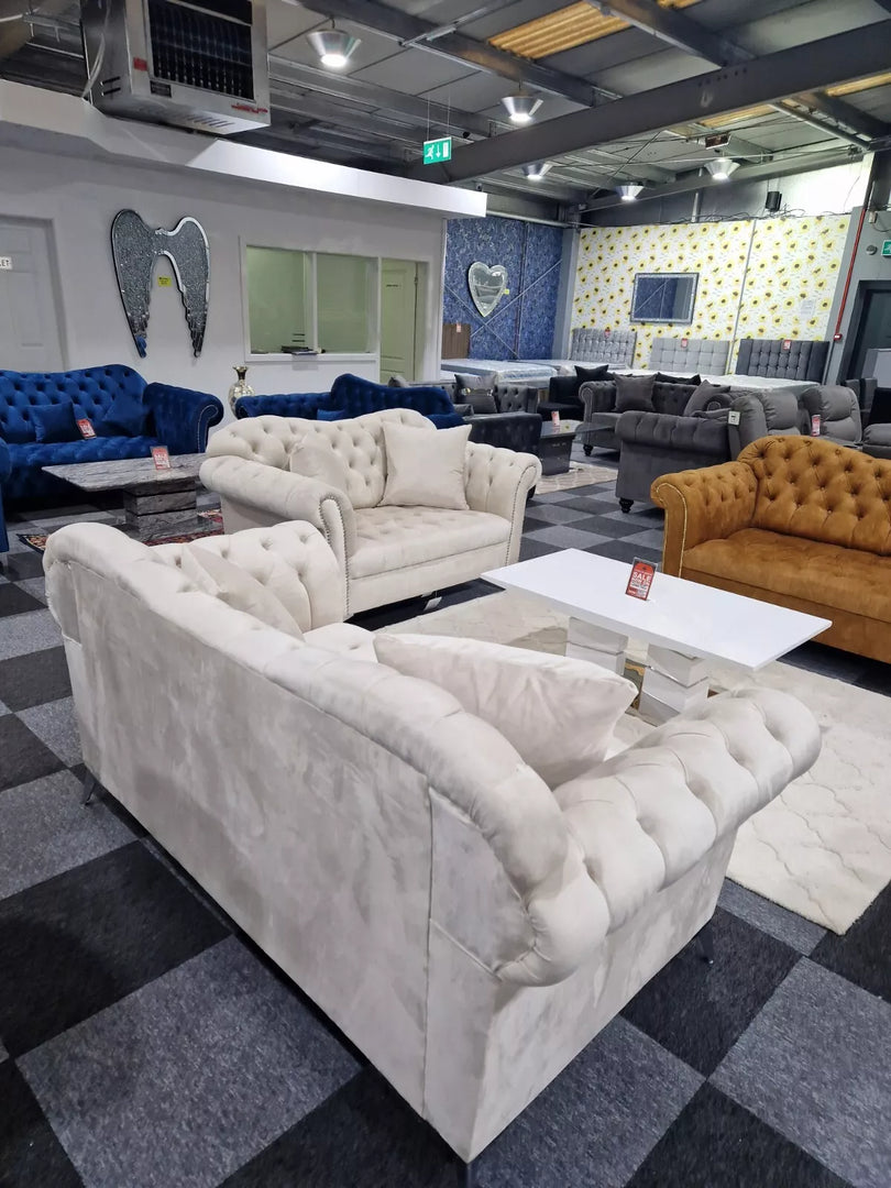Elegance Chesterfield Sofa 3+2 Cream