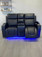 Load image into Gallery viewer, MNS Florida Music Electric Recliners 3+2 Seater Leather Sofa (Black, Grey) Blutooth Speakers/LED LIGHTS/WIRELESS CHARGER

