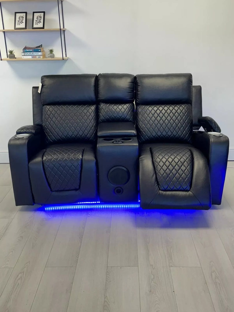 MNS Florida Music Electric Recliners 3+2 Seater Leather Sofa (Black, Grey) Blutooth Speakers/LED LIGHTS/WIRELESS CHARGER